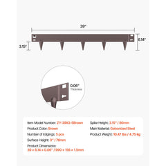 Steel Landscape Edging, 5 Packs 990 x 156 mm Rust-Resistant Metal Landscape Edging, Bendable Garden Edging Border, Heavy Duty Lawn Edging, Easy-to-Install, Flower Bed Yard Pathway Divider Brown
