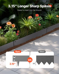 Steel Landscape Edging, 5 Packs 990 x 181 mm Rust-Resistant Metal Landscape Edging, Bendable Garden Edging Border, Heavy Duty Lawn Edging, Easy-to-Install, Flower Bed Yard Pathway Divider Dark Gray