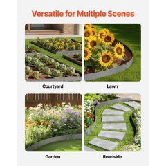 Steel Landscape Edging, 5 Packs 990 x 181 mm Rust-Resistant Metal Landscape Edging, Bendable Garden Edging Border, Heavy Duty Lawn Edging, Easy-to-Install, Flower Bed Yard Pathway Divider Dark Gray