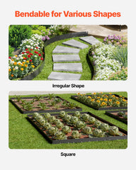 Steel Landscape Edging, 5 Packs 990 x 207 mm Rust-Resistant Metal Landscape Edging, Bendable Garden Edging Border, Heavy Duty Lawn Edging, Easy-to-Install, Flower Bed Yard Pathway Divider Black
