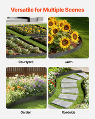 Steel Landscape Edging, 5 Packs 990 x 207 mm Rust-Resistant Metal Landscape Edging, Bendable Garden Edging Border, Heavy Duty Lawn Edging, Easy-to-Install, Flower Bed Yard Pathway Divider Black