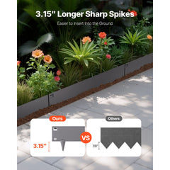 Steel Landscape Edging, 5 Packs 990 x 207 mm Rust-Resistant Metal Landscape Edging, Bendable Garden Edging Border, Heavy Duty Lawn Edging, Easy-to-Install, Flower Bed Yard Pathway Divider Dark Gray