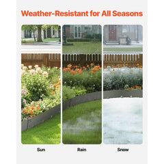 Steel Landscape Edging, 5 Packs 990 x 207 mm Rust-Resistant Metal Landscape Edging, Bendable Garden Edging Border, Heavy Duty Lawn Edging, Easy-to-Install, Flower Bed Yard Pathway Divider Dark Gray