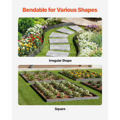 Steel Landscape Edging, 5 Packs 990 x 207 mm Rust-Resistant Metal Landscape Edging, Bendable Garden Edging Border, Heavy Duty Lawn Edging, Easy-to-Install, Flower Bed Yard Pathway Divider Dark Gray