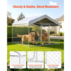 Outdoor Dog Kennel, 2 x 2 x 1.6 m Large Dog Kennel with Secure Lock, Outside Dogs Enclosures with UV-Resistant & Waterproof Roof Cover, Heavy Duty Pet Crate Cage Run for Large Dogs