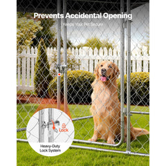 Outdoor Dog Kennel, 2 x 2 x 1.6 m Large Dog Kennel with Secure Lock, Outside Dogs Enclosures with UV-Resistant & Waterproof Roof Cover, Heavy Duty Pet Crate Cage Run for Large Dogs