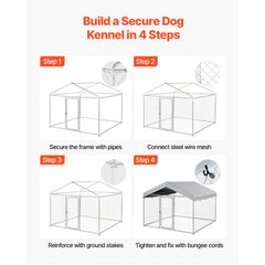 Outdoor Dog Kennel, 2 x 2 x 1.6 m Large Dog Kennel with Secure Lock, Outside Dogs Enclosures with UV-Resistant & Waterproof Roof Cover, Heavy Duty Pet Crate Cage Run for Large Dogs