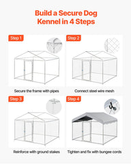 Outdoor Dog Kennel, 2 x 2 x 1.6 m Large Dog Kennel with Secure Lock, Outside Dogs Enclosures with UV-Resistant & Waterproof Roof Cover, Heavy Duty Pet Crate Cage Run for Large Dogs