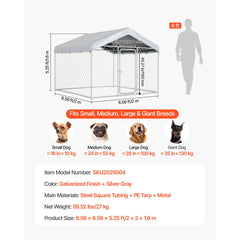 Outdoor Dog Kennel, 2 x 2 x 1.6 m Large Dog Kennel with Secure Lock, Outside Dogs Enclosures with UV-Resistant & Waterproof Roof Cover, Heavy Duty Pet Crate Cage Run for Large Dogs