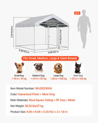 Outdoor Dog Kennel, 2 x 2 x 1.6 m Large Dog Kennel with Secure Lock, Outside Dogs Enclosures with UV-Resistant & Waterproof Roof Cover, Heavy Duty Pet Crate Cage Run for Large Dogs