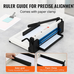 Heavy Duty Paper Cutter, 304.8 mm Industrial Commercial Guillotine Paper Cutter for A4 Paper, 400 Sheet Capacity, Solid Steel Construction, Stack Paper Trimmer for Office Home School Shop, White