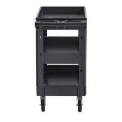 Utility Service Cart, 550 LBS Laod Capacity, 3 Shelf Heavy Duty Plastic Rolling Utility Cart with 360° Swivel Wheels (2 with Brakes), Ergonomic Storage Handle for Warehouse/Garage/Cleaning