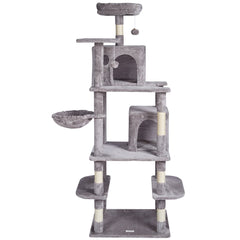 Cat Tree 174 cm Cat Tower with Cat Condos Sisal Scratching Post Light Grey
