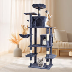Cat Tree 174 cm Cat Tower with Cat Condos Sisal Scratching Post Dark Grey