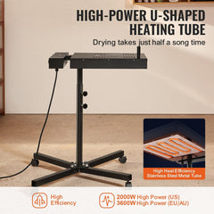 Flash Dryer, 18 x 25 inch Flash Dryer for Screen Printing, High Power Silk Screen Printing Dryer with Height Adjustable Stand, 360° Rotation, X-Shaped Base, Steel T-Shirt Curing Machine