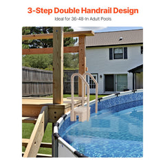 3-Step Taupe Robust Pool Ladder of 2 Handrails for 914.4-1219.2 mm Pools