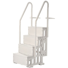 4-Step White Robust Pool Ladder of 2 Handrails for 1219.2-1371.6 mm Pools