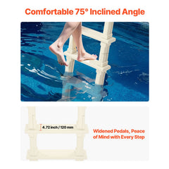 5-Step Inclined Robust Pool Ladder of 2 Handrails for 1219.2-1371.6mm Pool