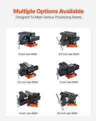 Bench Vise, 140 mm Jaw Width, 140 mm Max Jaw Opening Multipurpose Vise with 360° Swivel Locking Base, 73 mm Throat, Heavy Duty Ductile Iron Workbench Vise, Two-Way Jaws for Clamping Round Pipes