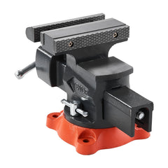 Bench Vise, 140 mm Jaw Width, 140 mm Max Jaw Opening Multipurpose Vise with 360° Swivel Locking Base, 73 mm Throat, Heavy Duty Ductile Iron Workbench Vise, Two-Way Jaws for Clamping Round Pipes