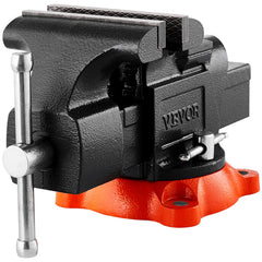 Bench Vise, 127 mm Jaw Width, 125 mm Max Jaw Opening Multipurpose Vise with 360° Swivel Locking Base, 71 mm Throat, Heavy Duty Ductile Iron Workbench Vise with Anvil, for Clamping Round Pipes