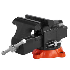 Bench Vise, 127 mm Jaw Width, 125 mm Max Jaw Opening Multipurpose Vise with 360° Swivel Locking Base, 71 mm Throat, Heavy Duty Ductile Iron Workbench Vise with Anvil, for Clamping Round Pipes