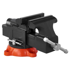 Bench Vise, 127 mm Jaw Width, 125 mm Max Jaw Opening Multipurpose Vise with 360° Swivel Locking Base, 71 mm Throat, Heavy Duty Ductile Iron Workbench Vise with Anvil, for Clamping Round Pipes