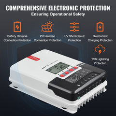 20A MPPT Solar Charge Controller, Auto DC Input, Solar Panel Regulator Charger with LCD Display Temperature Sensor Cable, for Sealed(AGM), Gel, Flooded and Lithium Battery Charging