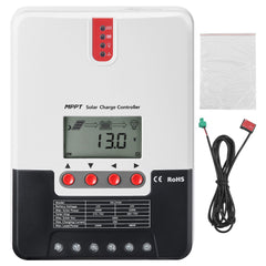 20A MPPT Solar Charge Controller, Auto DC Input, Solar Panel Regulator Charger with LCD Display Temperature Sensor Cable, for Sealed(AGM), Gel, Flooded and Lithium Battery Charging