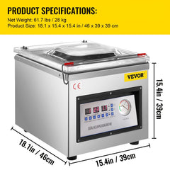 DZ-260C Digital Vacuum Sealer Food Vacuum Sealing Packing Machine 220V