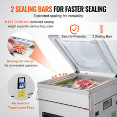 DZ-400/2E Automatic Extra Deep Vacuum Sealer Food Vacuum Sealing Packing Machine 220V