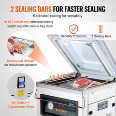 DZ-400/2F Automatic Vacuum Sealer Food Vacuum Sealing Packing Machine 220V