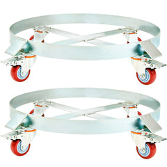 2PCS 250 L Heavy Duty Drum Dolly, 454 kg Load Capacity, Barrel Dolly Cart Drum Caddy, Non Tipping Hand Truck Capacity Dollies with Steel Frame 4 Swivel Casters Wheel, for Drum Handling