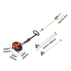 Gas Pole Saw, 43CC 2 Stroke Gas Powered Pole Saws with 25.4 cm Cutting Bar, Cordless Tree Trimmer with Rotatable Head, 2.1 to 3.6 m Extendable, Powerful Chainsaw for Tree Trimming Pruning
