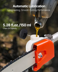 Gas Pole Saw, 33CC 2 Stroke Gas Powered Pole Saws with 20.3 cm Cutting Bar, Cordless Tree Trimmer with 850ml Fuel Tank, 2 to 3.5 m Extendable, Powerful Chainsaw for Tree Trimming Pruning