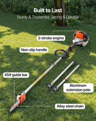 Gas Pole Saw, 33CC 2 Stroke Gas Powered Pole Saws with 20.3 cm Cutting Bar, Cordless Tree Trimmer with 850ml Fuel Tank, 2 to 3.5 m Extendable, Powerful Chainsaw for Tree Trimming Pruning