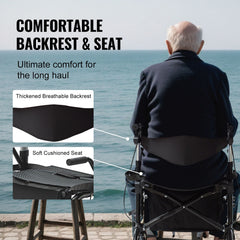 2 in 1 Rollator Walker & Transport Chair for Seniors, Folding Rolling Walker Wheelchair Combo & Footrests, Lightweight Aluminum Mobility Walker with Adjustable Handle, All Terrain Wheels, 136KG