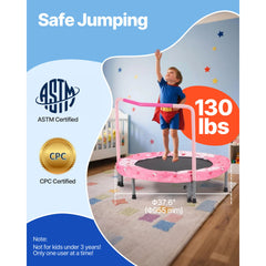 36" Kids Trampoline, 3FT Indoor Outdoor Trampoline, Foldable Mini Trampoline with Handle, Rebounder Trampoline for Toddlers, Birthday Gift for 3+ Years Children, Boys Girls for Fun, Red