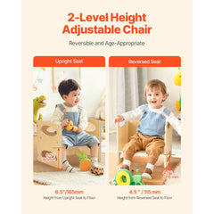Montessori Weaning Table and Chair Set, Wooden Toddler Table and Chair Set for Aged 1-5, Adjustable Height Kids Montessori Chair and Activity Table, Ideal for Reading, Eating, Playing - Natural