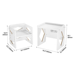 Montessori Weaning Table and Chair Set, Wooden Toddler Table and Chair Set for Aged 1-5, Adjustable Height Kids Montessori Chair and Activity Table, Ideal for Reading, Eating, Playing - White