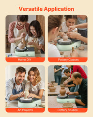 Mini Pottery Wheel, 158 mm Turntable, Forward and Reverse Rotation, Adjustable Speed, Electric Clay Wheel for Kids and Adults, with Clay Shaping Tools, for Home DIY, Pottery Classes, Green