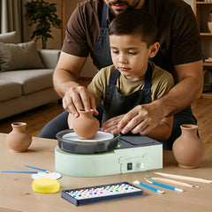 Mini Pottery Wheel, 158 mm Turntable, Forward and Reverse Rotation, Adjustable Speed, Electric Clay Wheel for Kids and Adults, with Clay Shaping Tools, for Home DIY, Pottery Classes, Green