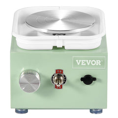 VEVOR Mini Pottery Wheel, 0-320RPM Adjustable Speed Detachable Basin Forming Machine, 2.56in/3.94in 2 Turntables Electric Ceramic Wheel Machine, 18pcs Accessories, for Art Craft Work Home DIY, Green