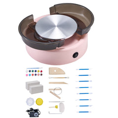 Mini Pottery Wheel, 158 mm Turntable, Forward and Reverse Rotation, Adjustable Speed, Electric Clay Wheel for Kids and Beginners, with Shaping Tools, for Home DIY, Pottery Classes, Pink