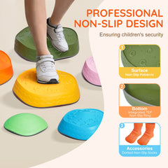 Kids Balance Stepping Stones Sensory Obstacle Course 6 PCS Outdoor Indoor