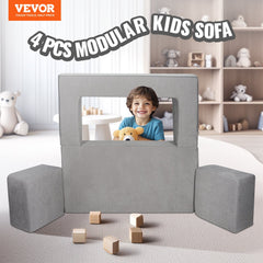 Modular Kids Play Couch 4Pcs DIY Creative Child Sectional Sofa Dark Grey