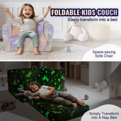 Foldable Baby Chair 2-in-1 Baby Lounger Couch Glow in Dark Kids Sofa
