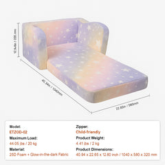Foldable Baby Chair 2-in-1 Baby Lounger Couch Glow in Dark Kids Sofa