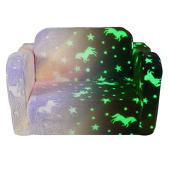 Foldable Baby Chair 2-in-1 Baby Lounger Couch Glow in Dark Kids Sofa