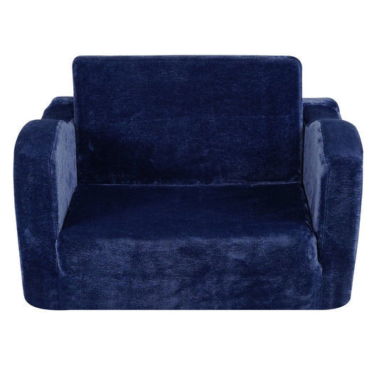 Baby Chair Foldable 2-in-1 Comfy Baby Lounger Couch Kids Sofa Blue